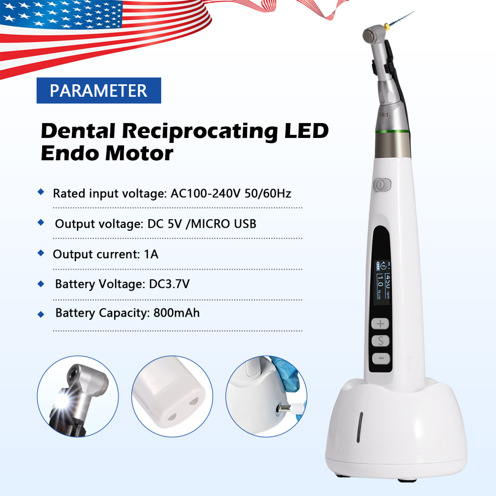 Dental Wireless LED Endo Motor 16:1 Contra Angle Root Canal Treatment Endodontic