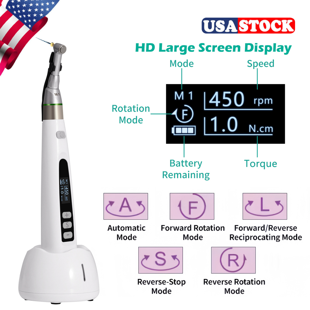 Dental Wireless LED Endo Motor 16:1 Contra Angle Root Canal Treatment Endodontic