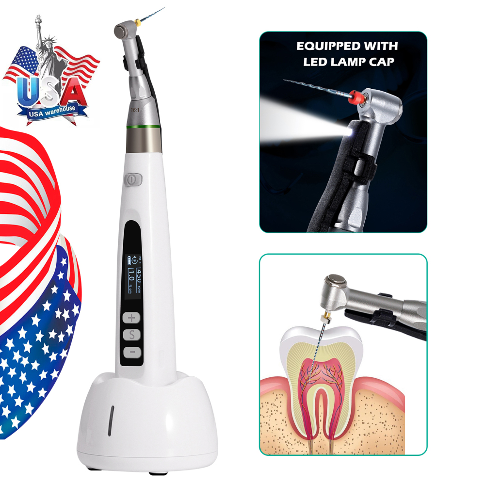 Dental Wireless LED Endo Motor 16:1 Contra Angle Root Canal Treatment Endodontic