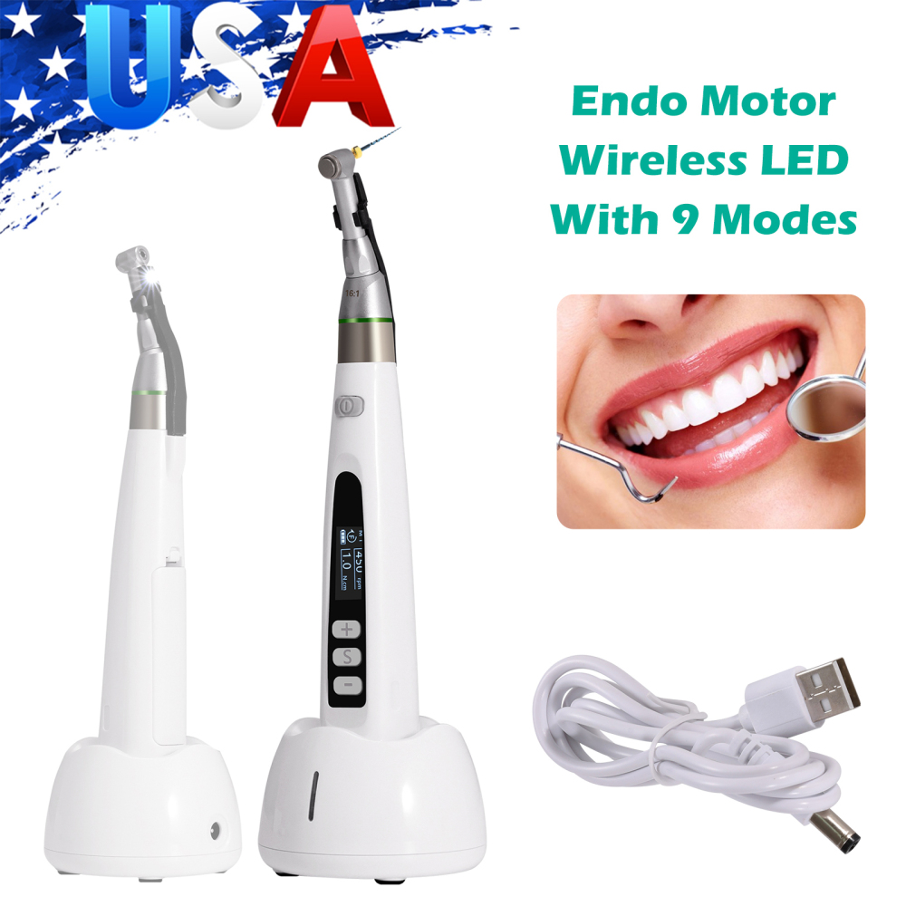 Dental Wireless LED Endo Motor 16:1 Contra Angle Root Canal Treatment Endodontic