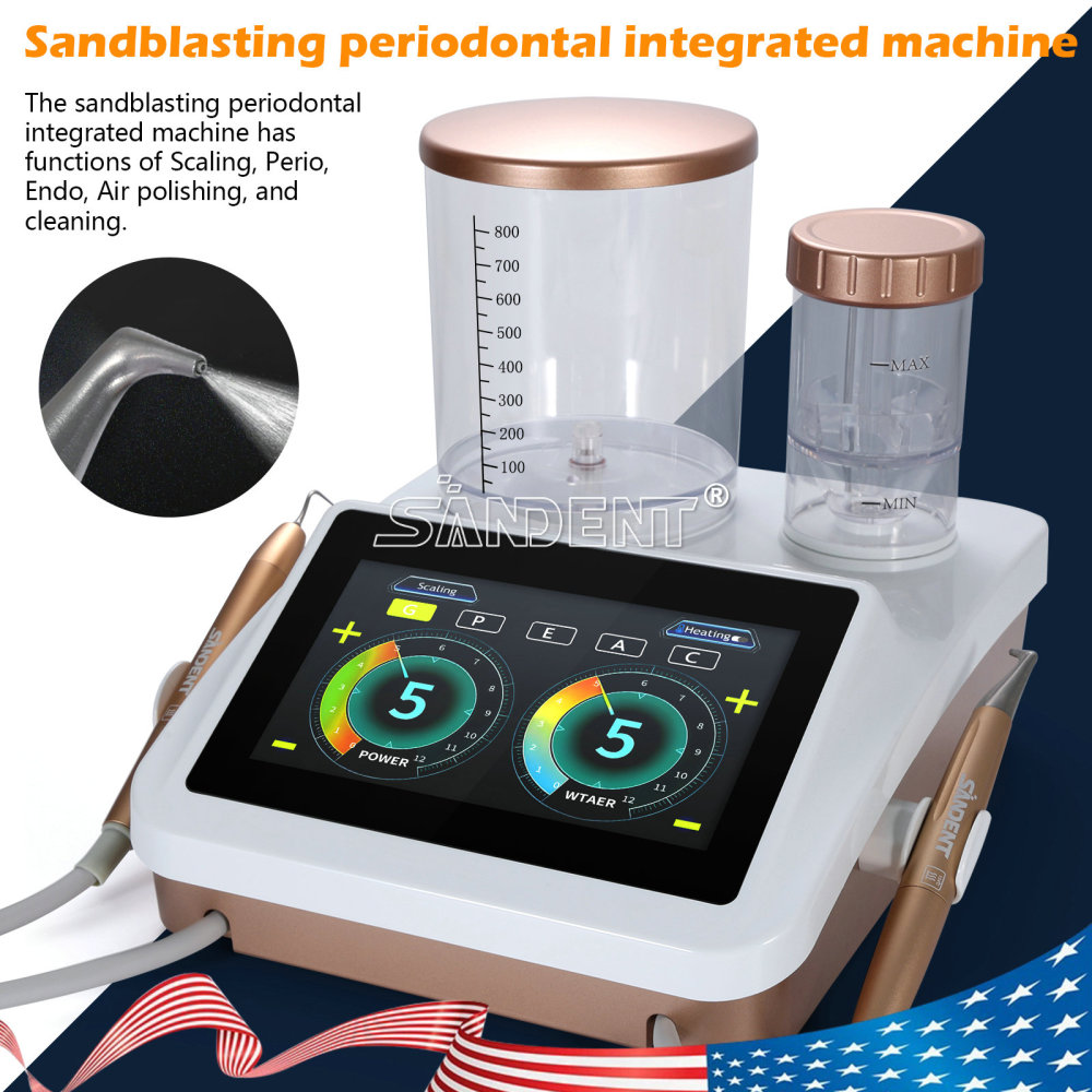 2 in 1 Dental Ultrasonic Scaler Air Polisher Sandblasting Perio Therapy System