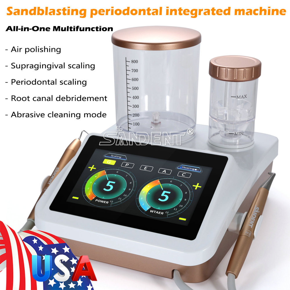 2 in 1 Dental Ultrasonic Scaler Air Polisher Sandblasting Perio Therapy System