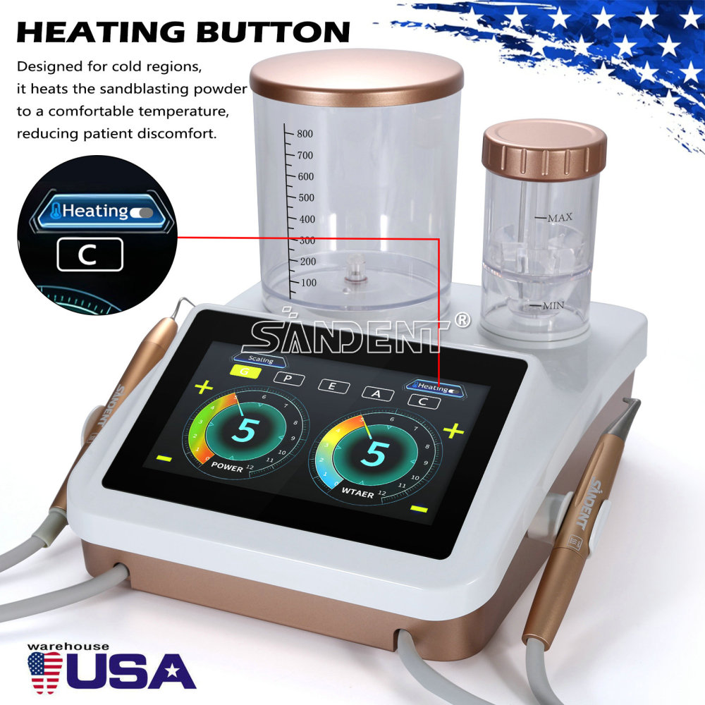 2 in 1 Dental Ultrasonic Scaler Air Polisher Sandblasting Perio Therapy System