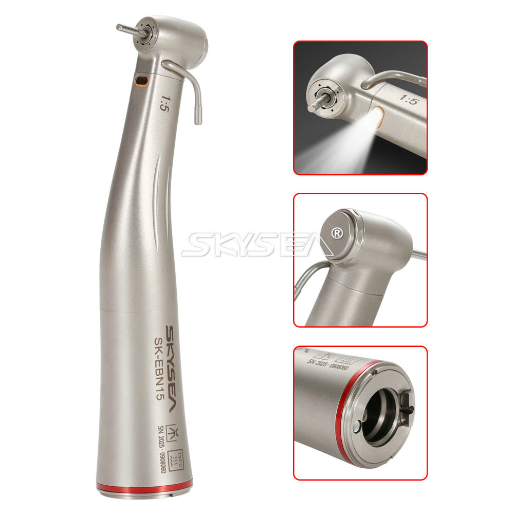 SKYSEA Brand Dental LED Fiber Optic Contra Angle 1:5 Electric Handpiece fit NSK STYLE Standard head