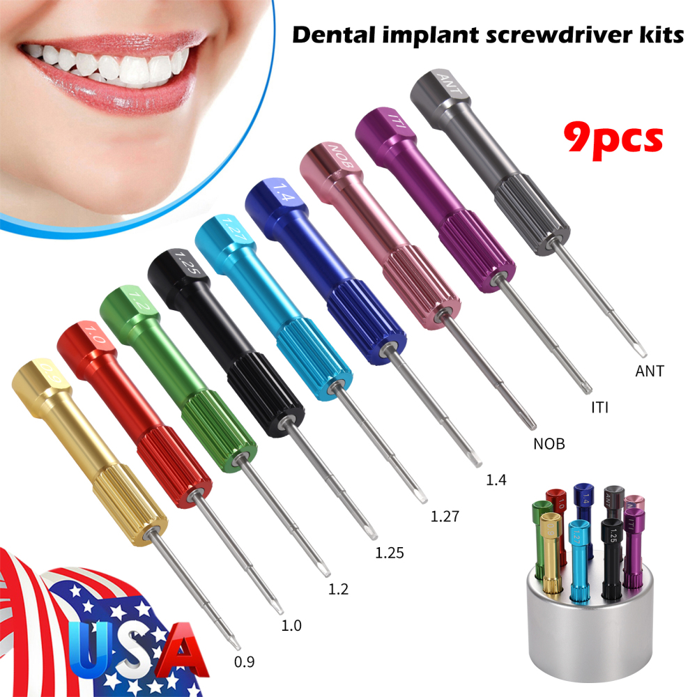 Dental Implant Screw Driver Kit 9pcs Abutment Prosthetic Drivers Set Tools