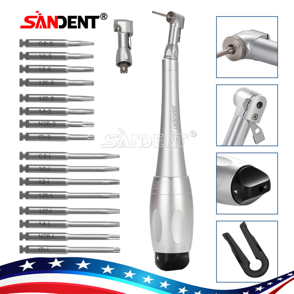 Dental Universal Implant Kits Torque Wrench Handpiece 2 head+16 Driver