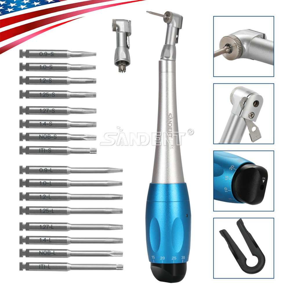 Dental Universal Implant Kits Torque Wrench Handpiece 2 head+16 Driver