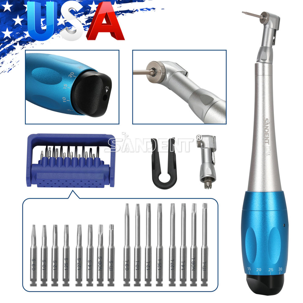 Dental Universal Implant Kits Torque Wrench Handpiece 2 head+16 Driver