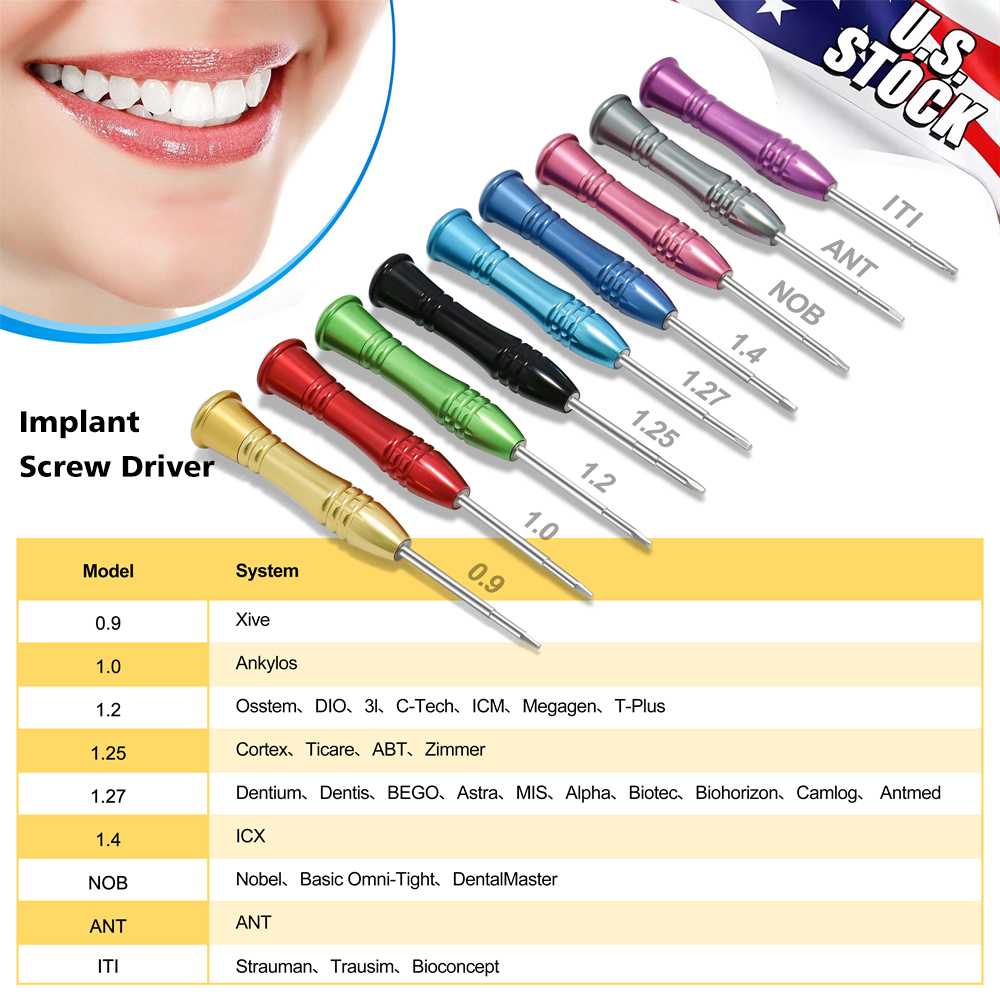 Dental Implant Screw Driver Kit 9pcs Abutment Prosthetic Drivers Set Tools
