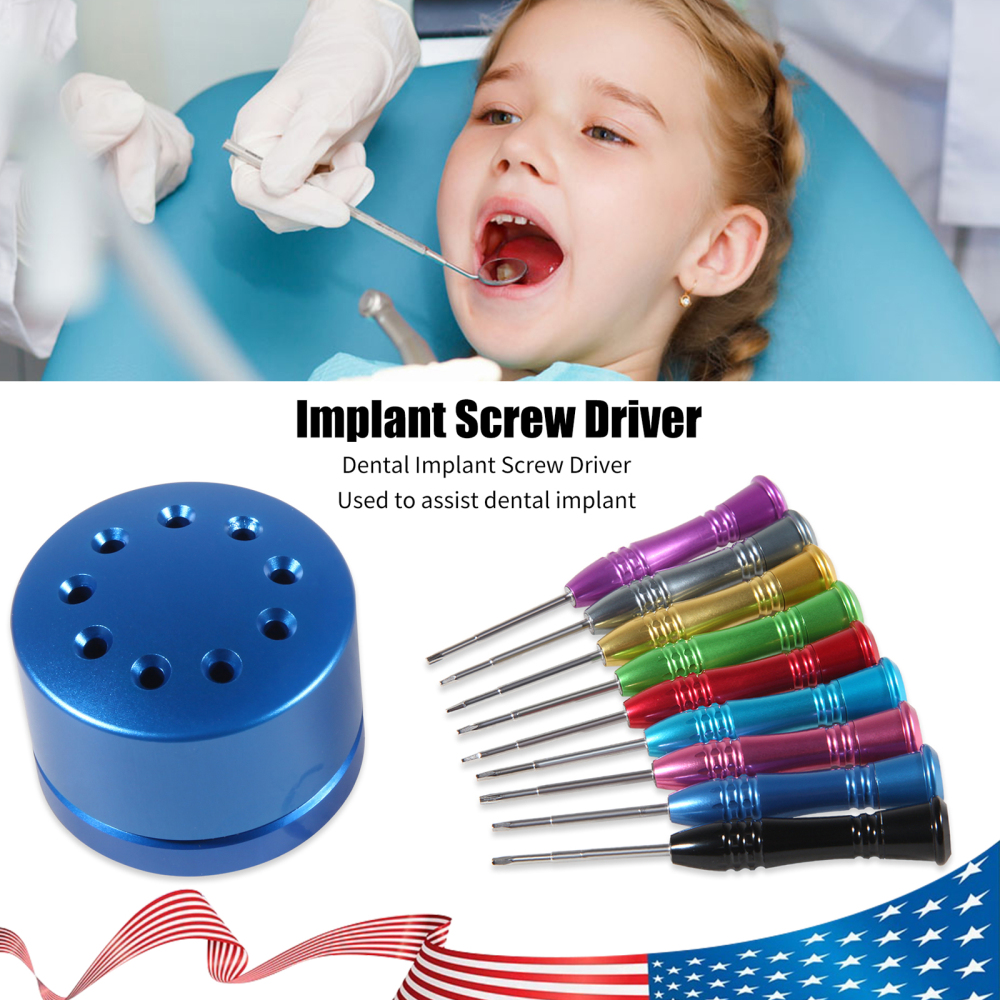 Dental Implant Screw Driver Kit 9pcs Abutment Prosthetic Drivers Set Tools