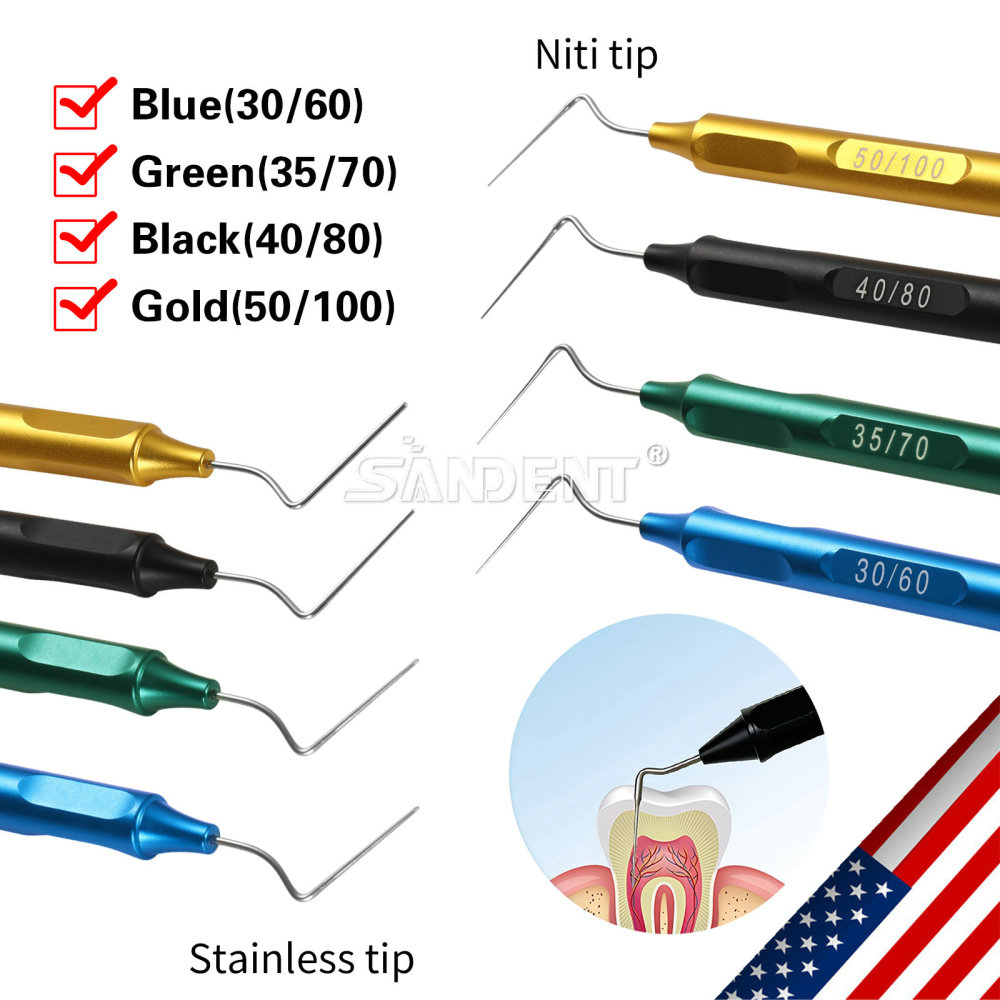 Dental Endo Gutta Percha Tips Hand Plugger Condenser NITI Stainless Set