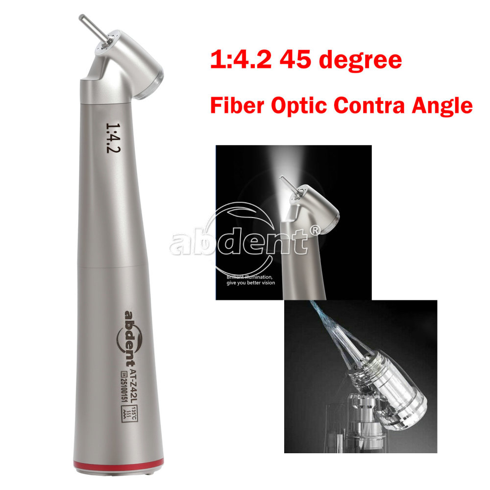 abdent Brand Dental 1:4.2 Increasing Handpiece 45 Degree Fiber Optic Electric Contra Angle internal/External