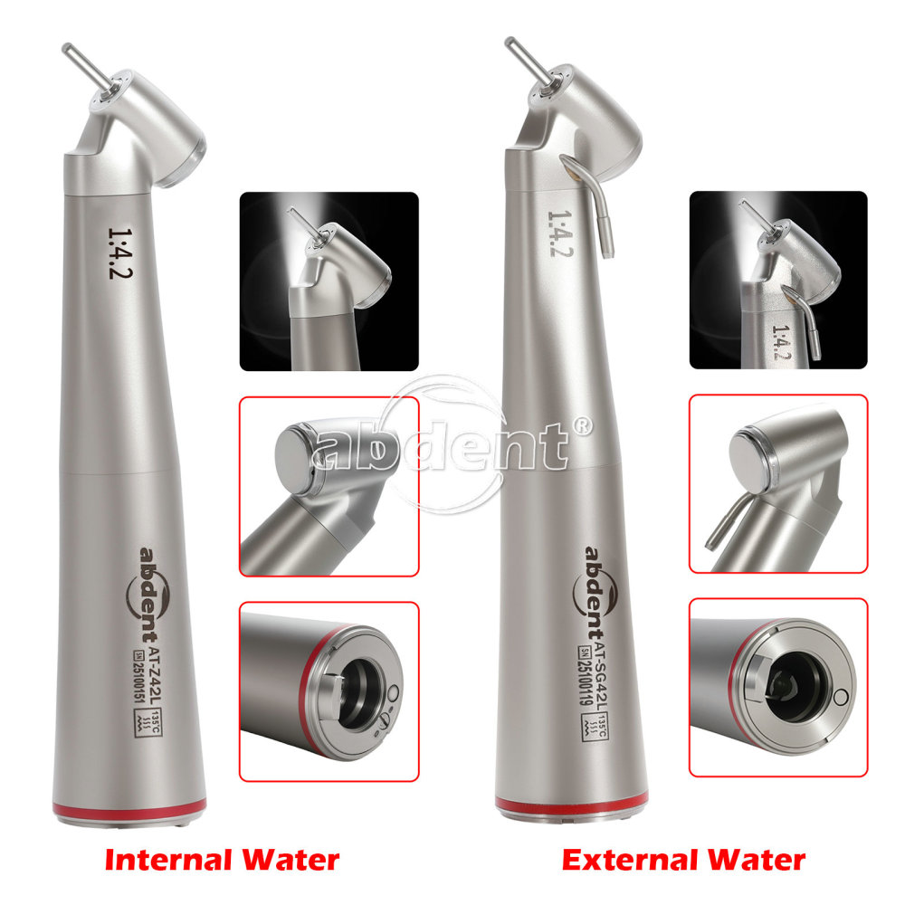 abdent Brand Dental 1:4.2 Increasing Handpiece 45 Degree Fiber Optic Electric Contra Angle internal/External