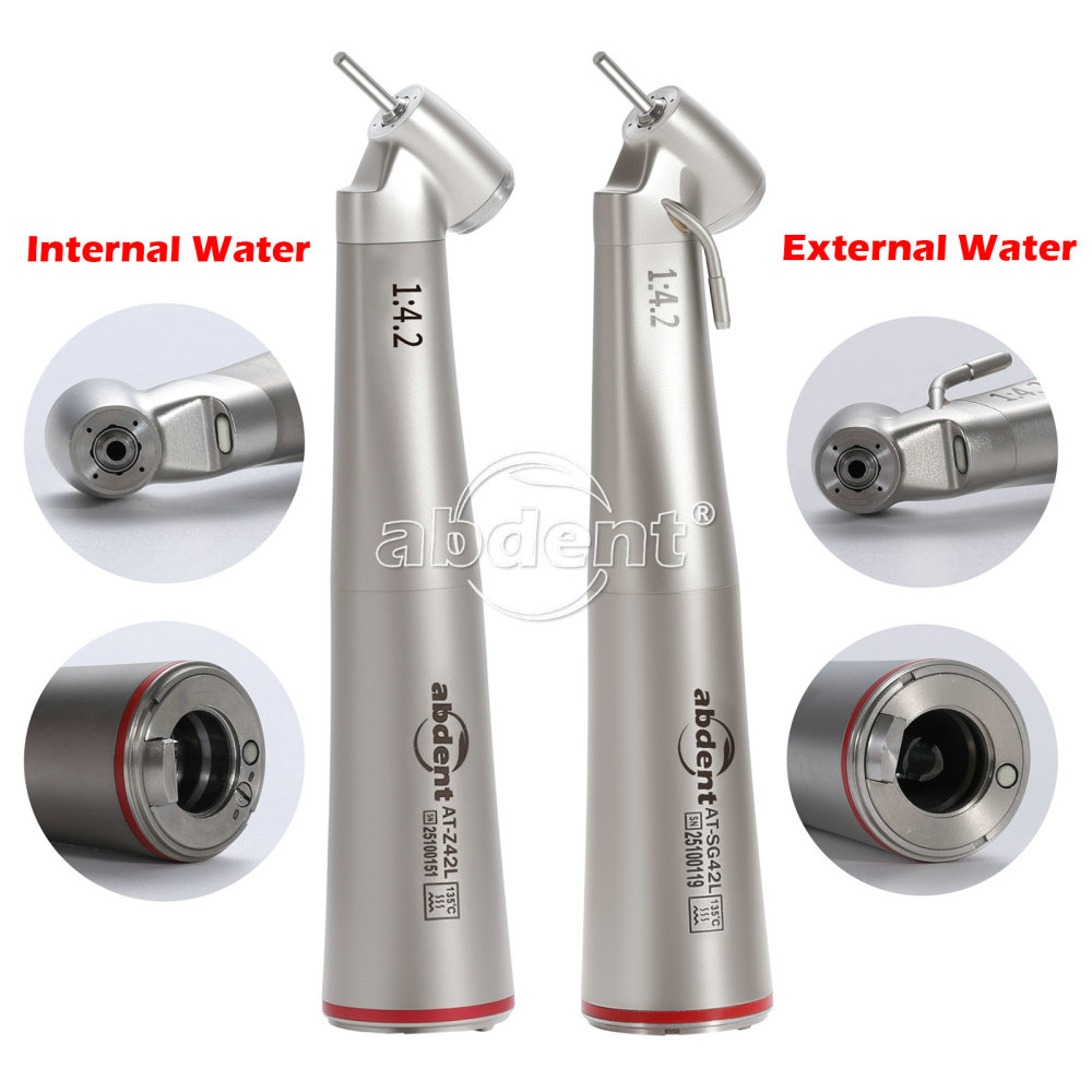 abdent Brand Dental 1:4.2 Increasing Handpiece 45 Degree Fiber Optic Electric Contra Angle internal/External