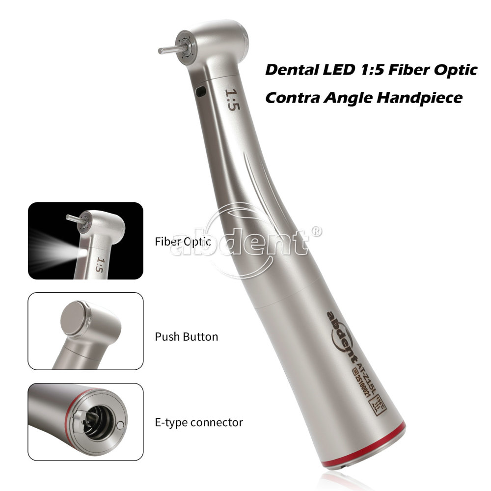 Upgrade Sandent brand Dental 1:5 Increasing LED Fiber Optic Electric Contra Angle Handpiece Standard/Mini head