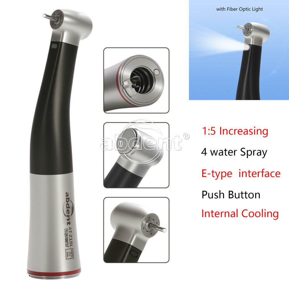 Upgrade Sandent brand Dental 1:5 Increasing LED Fiber Optic Electric Contra Angle Handpiece Standard/Mini head