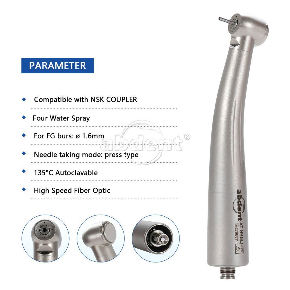 COXO Dental High Speed Air Turbine Fiber Optic Handpiece & 6H Coupler fit KaVo
