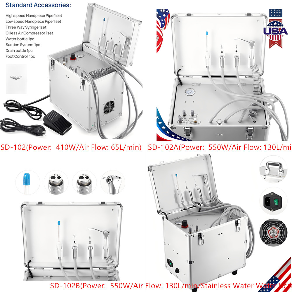 Portable Dental Delivery Unit with Air Compressor Suction System Mobile Box