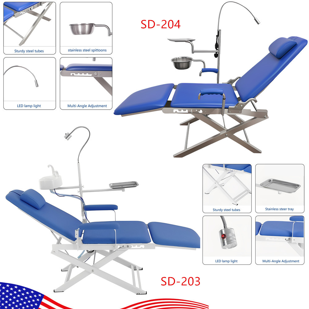 Portable Dental Folding mobile Chair++LED light+Tray
