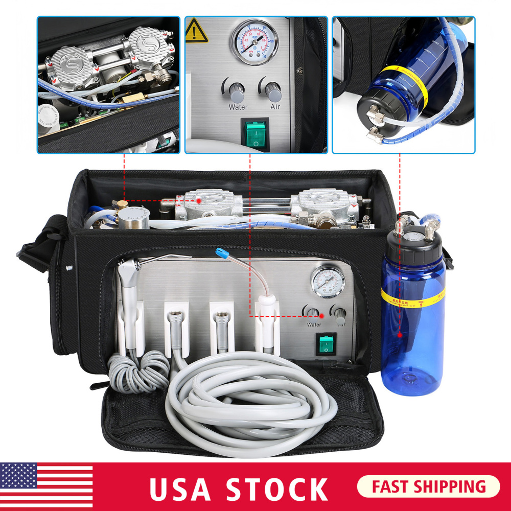 Portable Dental Delivery Unit with Air Compressor Suction System Backpack type