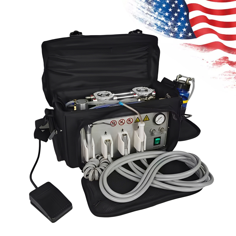 Portable Dental Delivery Unit with Air Compressor Suction System Backpack type