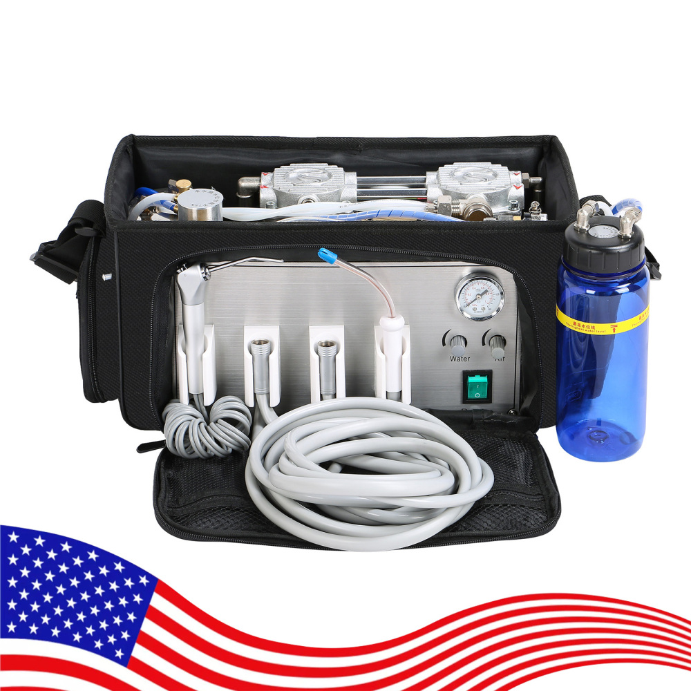 Portable Dental Delivery Unit with Air Compressor Suction System Backpack type