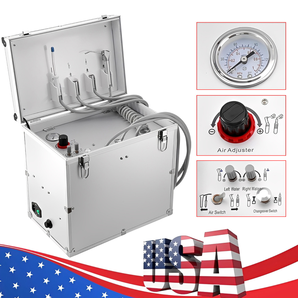 Portable Dental Delivery Unit with Air Compressor Suction System Mobile Box
