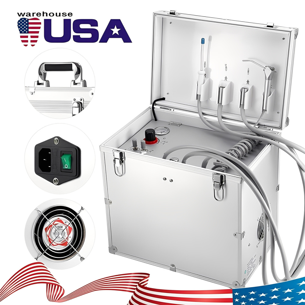 Portable Dental Delivery Unit with Air Compressor Suction System Mobile Box