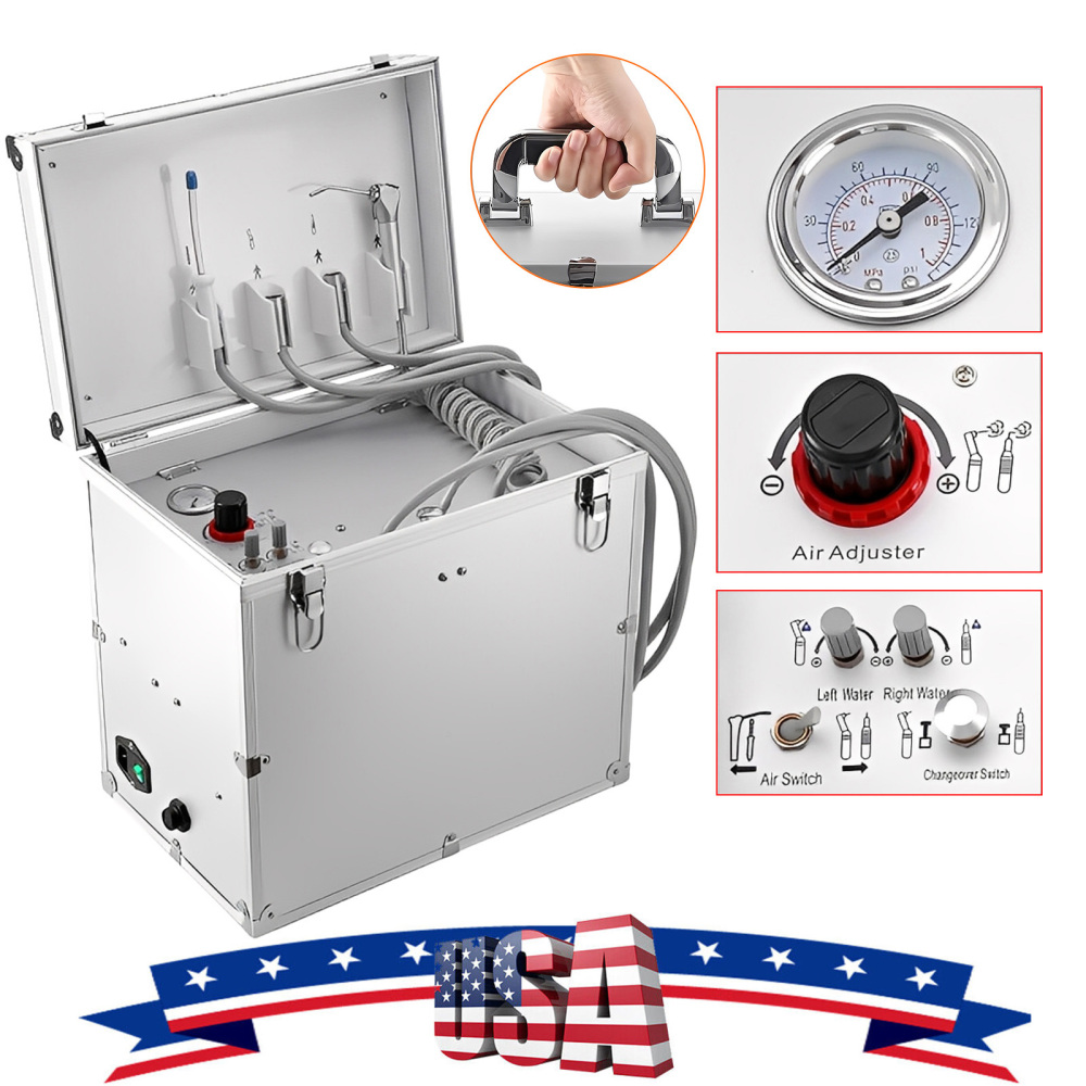 Portable Dental Delivery Unit with Air Compressor Suction System Mobile Box