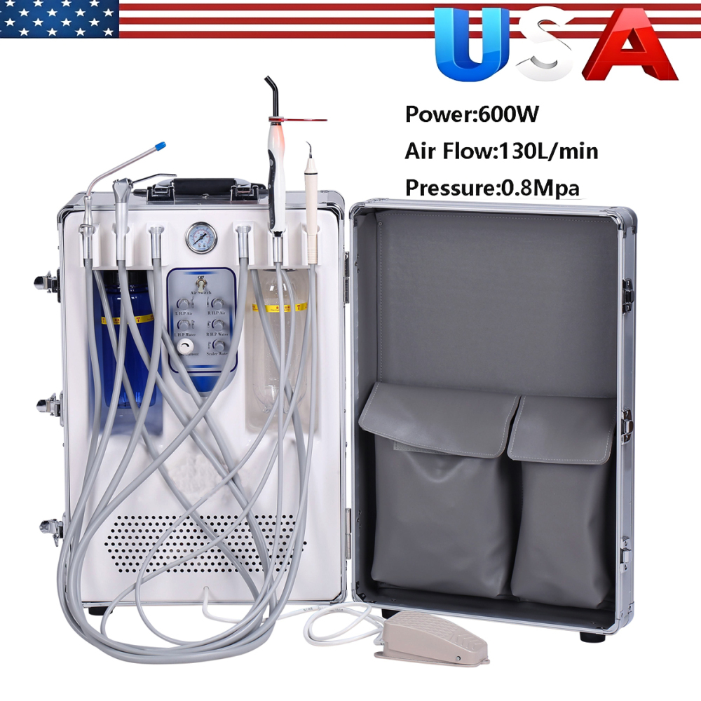 Portable Dental Delivery Unit with Air Compressor Suction System Mobile Box