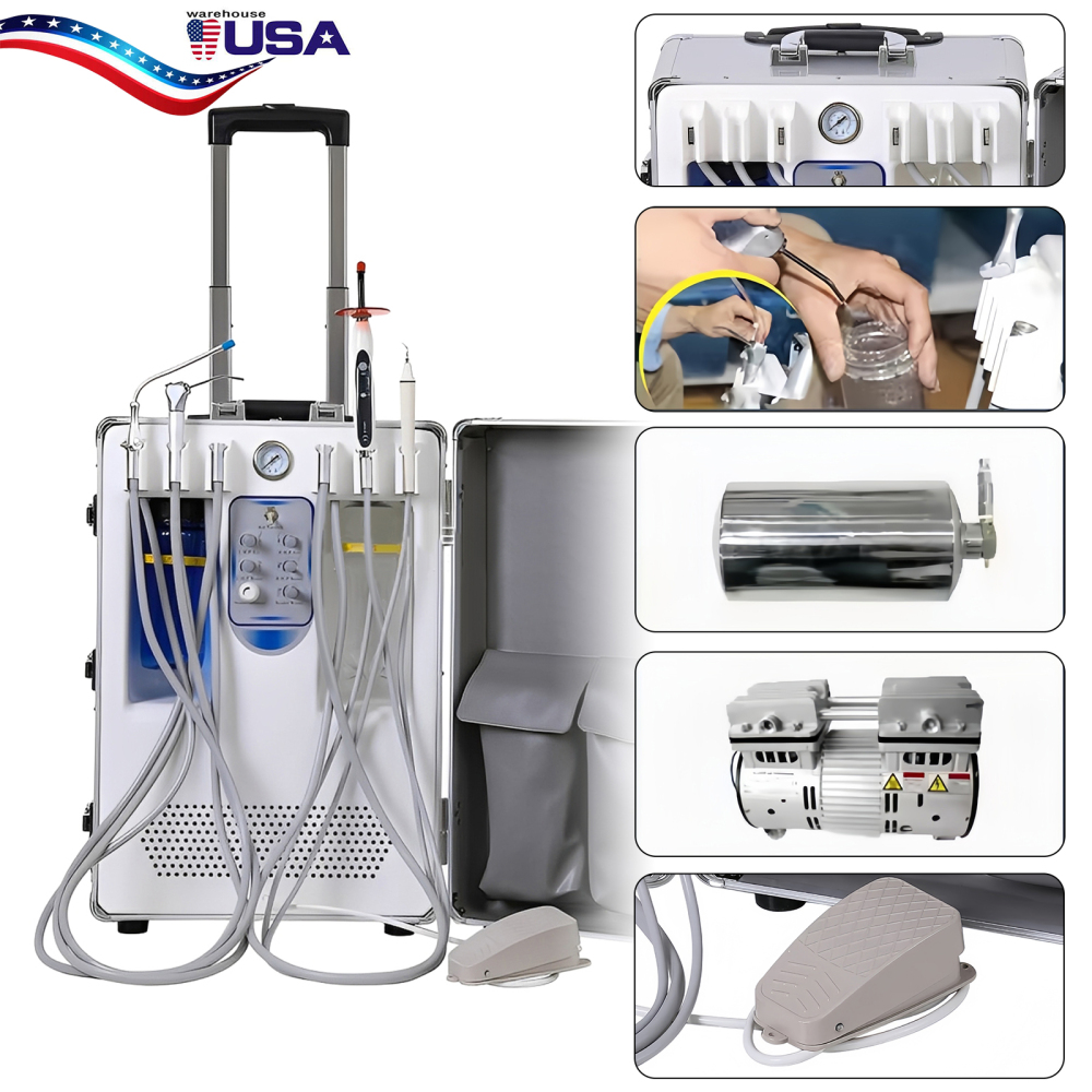 Portable Dental Delivery Unit with Air Compressor Suction System Mobile Box