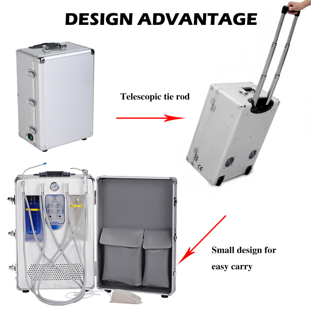 Portable Dental Delivery Unit with Air Compressor Suction System Mobile Box