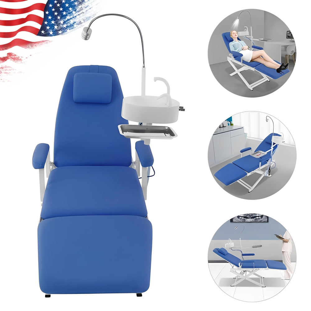 Portable Dental Folding mobile Chair++LED light+Tray