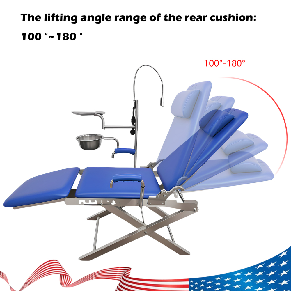Portable Dental Folding mobile Chair++LED light+Tray