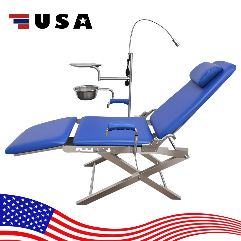 Portable Dental Folding mobile Chair++LED light+Tray
