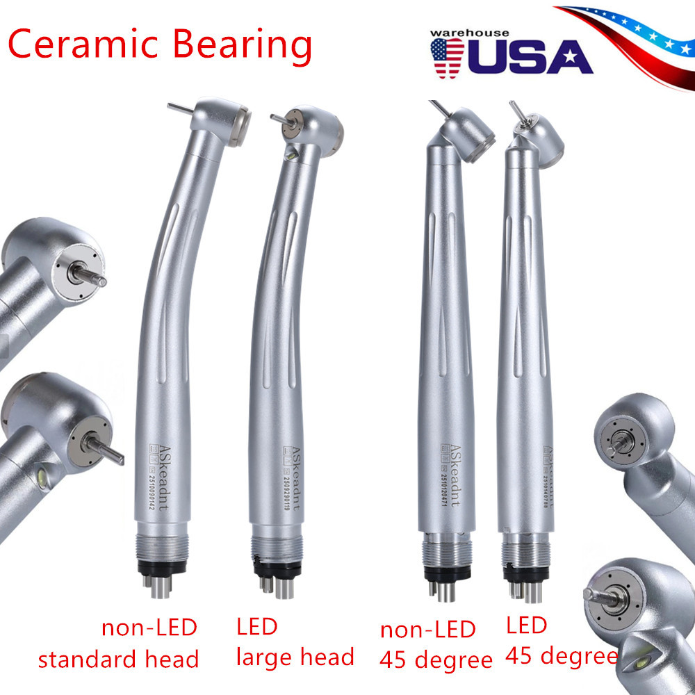 Dental 45° Surgical / 90°High Speed Handpiece LED/Non-LED Ceramic Bearing 3 Spray 4 Hole