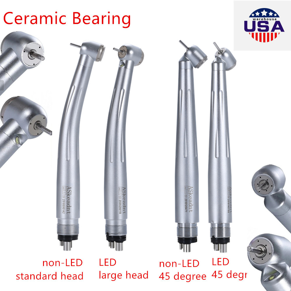 Dental 45° Surgical / 90°High Speed Handpiece LED/Non-LED Ceramic Bearing 3 Spray 4 Hole
