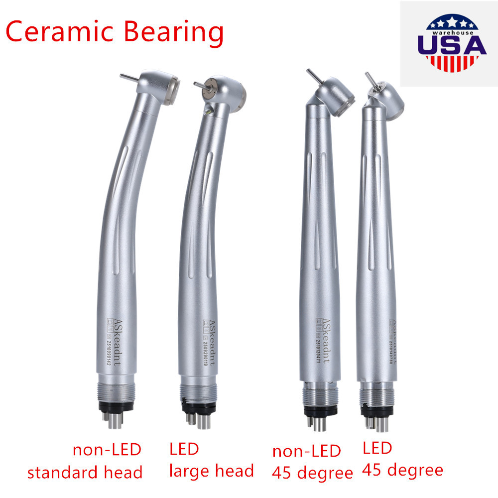 Dental 45° Surgical / 90°High Speed Handpiece LED/Non-LED Ceramic Bearing 3 Spray 4 Hole
