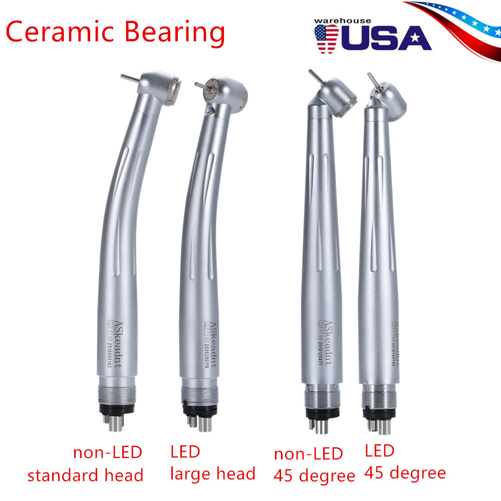 Dental 45° Surgical / 90°High Speed Handpiece LED/Non-LED Ceramic Bearing 3 Spray 4 Hole