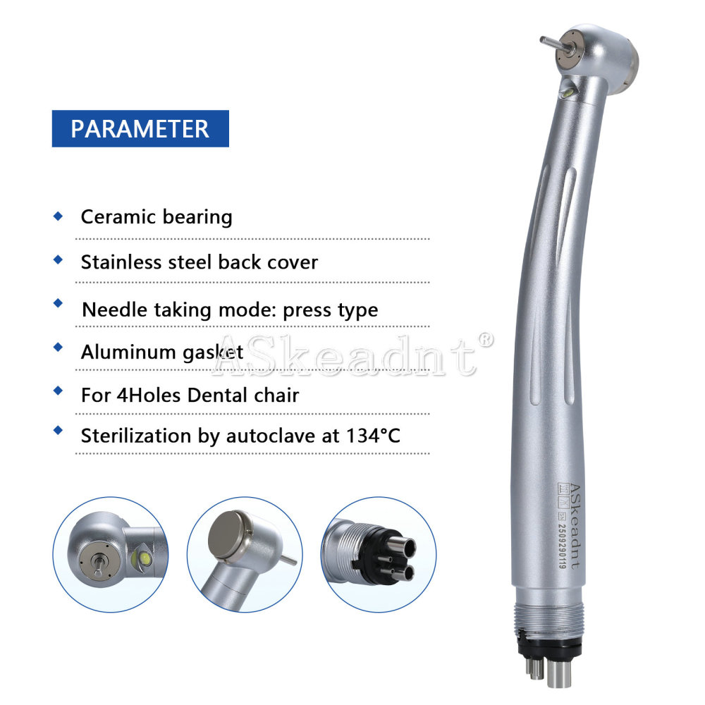 Dental 45° Surgical / 90°High Speed Handpiece LED/Non-LED Ceramic Bearing 3 Spray 4 Hole