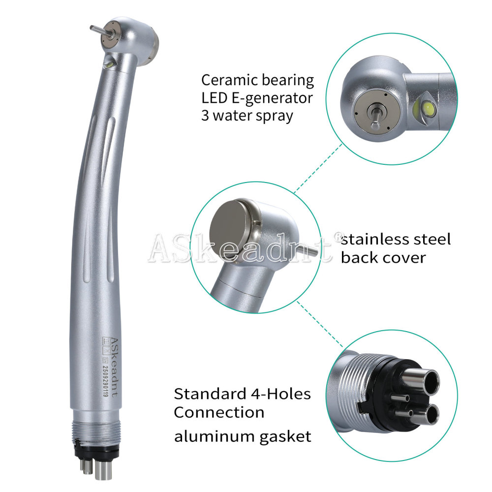 Dental 45° Surgical / 90°High Speed Handpiece LED/Non-LED Ceramic Bearing 3 Spray 4 Hole