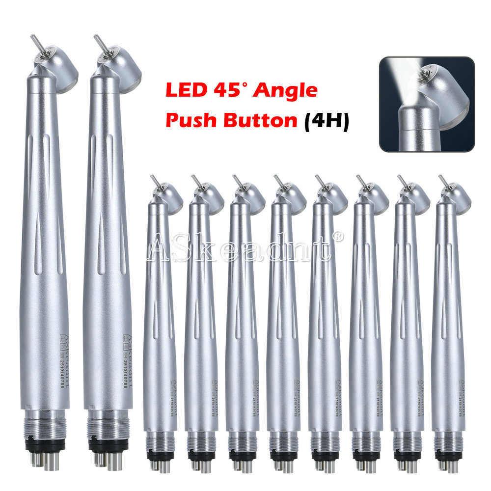 Dental 45° Surgical / 90°High Speed Handpiece LED/Non-LED Ceramic Bearing 3 Spray 4 Hole