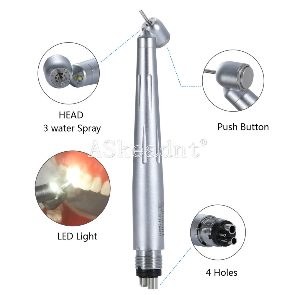 Dental 45° Surgical / 90°High Speed Handpiece LED/Non-LED Ceramic Bearing 3 Spray 4 Hole