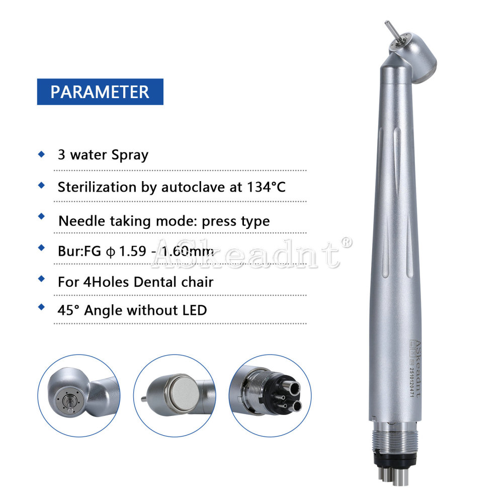 Dental 45° Surgical / 90°High Speed Handpiece LED/Non-LED Ceramic Bearing 3 Spray 4 Hole