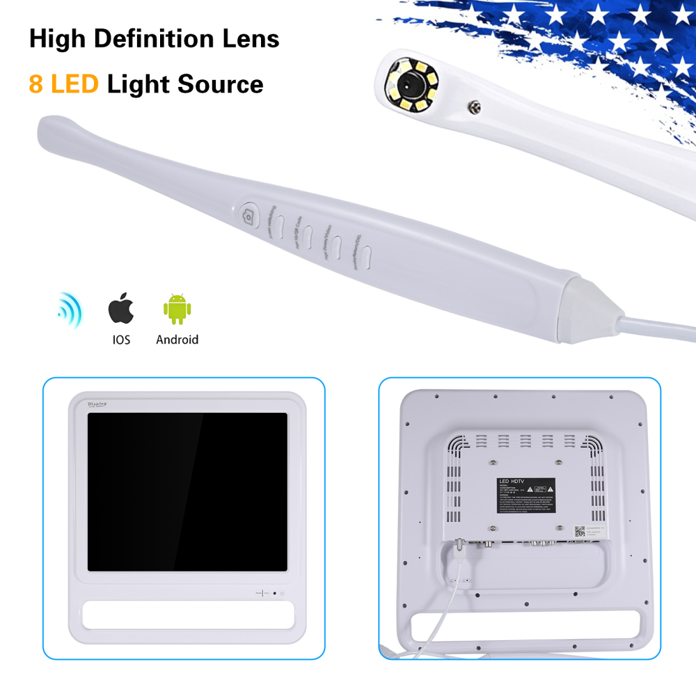 Dental Intra Oral Camera 8 LED High-definition macro lens +17inch LCD screen