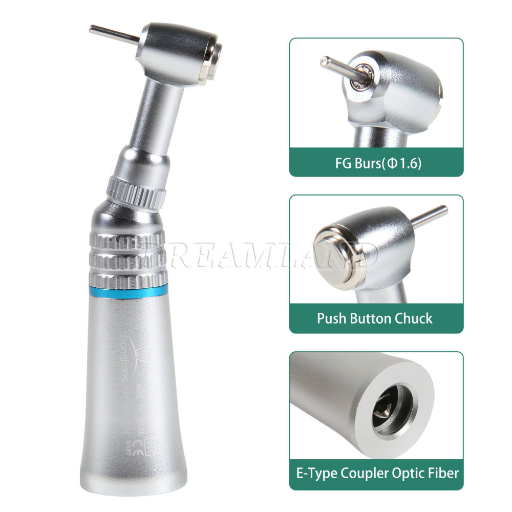 Dental Push Button Contra Angle Slow Low Speed Handpiece fit 1.6mm FG burs