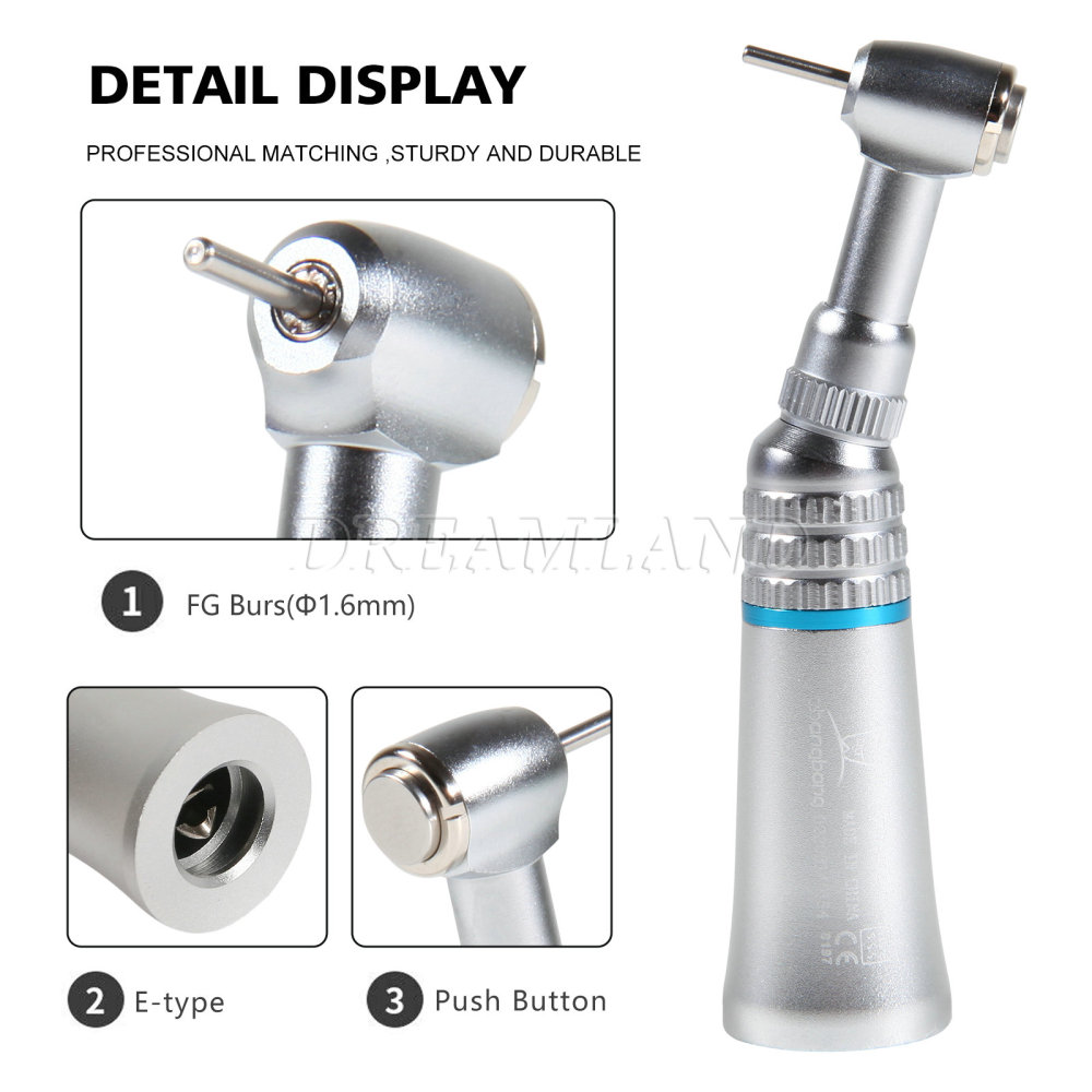 Dental Push Button Contra Angle Slow Low Speed Handpiece fit 1.6mm FG burs