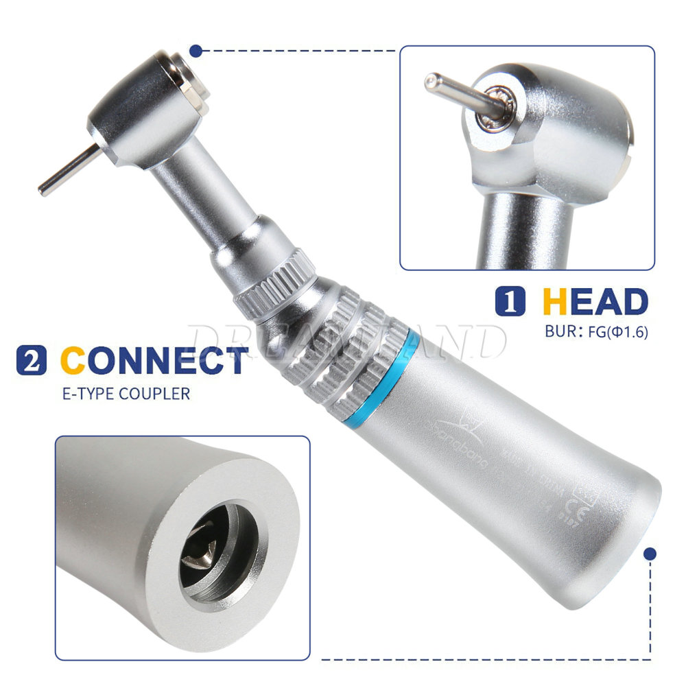 Dental Push Button Contra Angle Slow Low Speed Handpiece fit 1.6mm FG burs