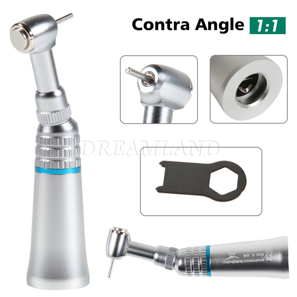 Dental Push Button Contra Angle Slow Low Speed Handpiece fit 1.6mm FG burs