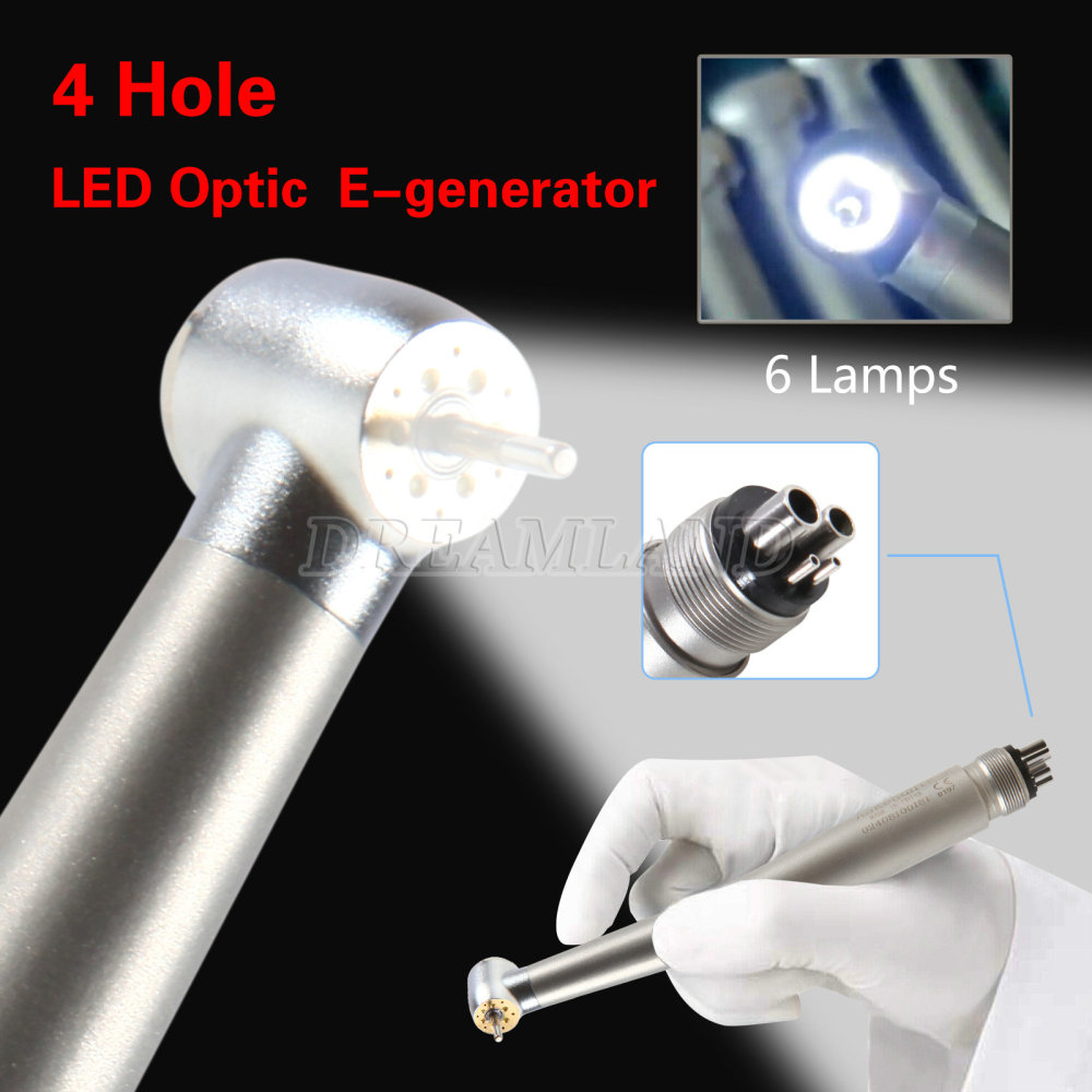 10pcs Dental E-generator Shadowless 6 LED High Speed Handpiece 6 Way Sprays 4 Hole